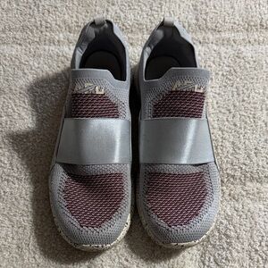 APL Knit Slip-On Sneakers in Light Blue and Burgundy